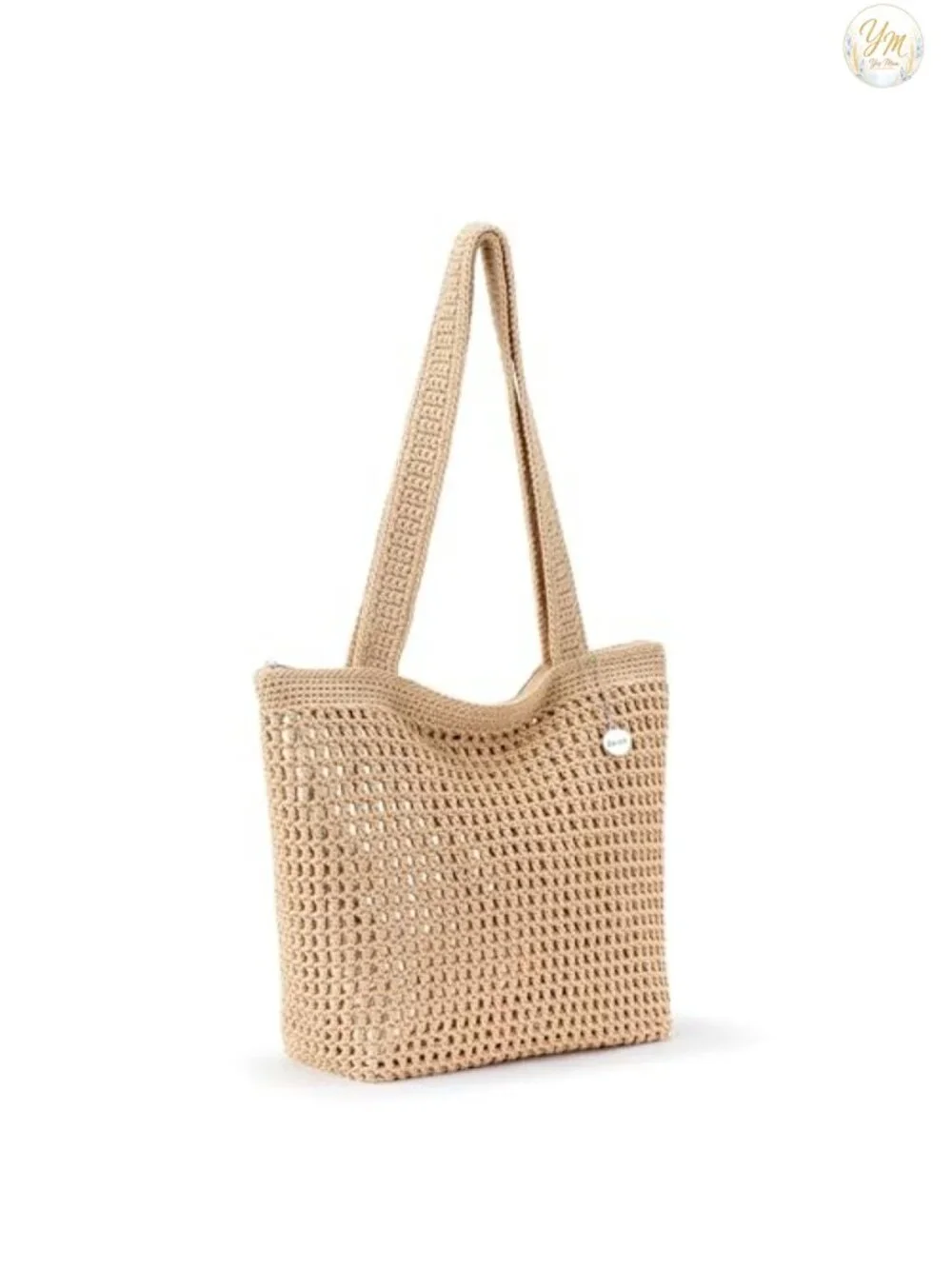 Hand Crochet Tote Bag with Double Shoulder Straps, Recycled Lining, Roomy